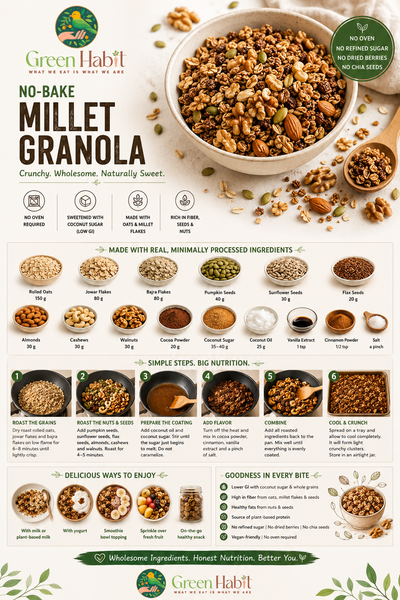 No-Bake Millet Granola (Low GI, Cacao & Coconut Sugar)