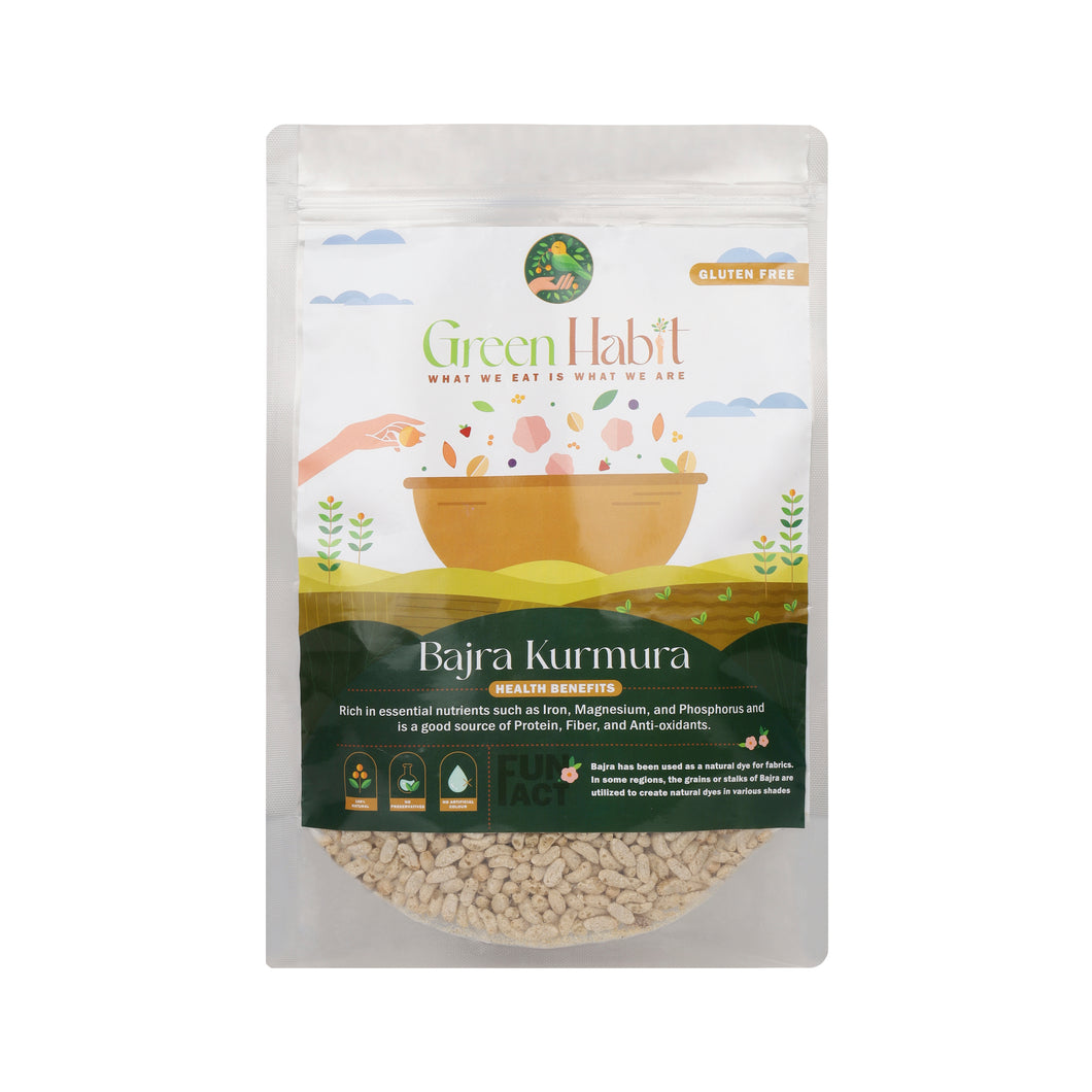 Greenhabit Bajra Kurmura Murmura aka Ragi Puff for Healhty Breakfast Snack Food - Green Habit