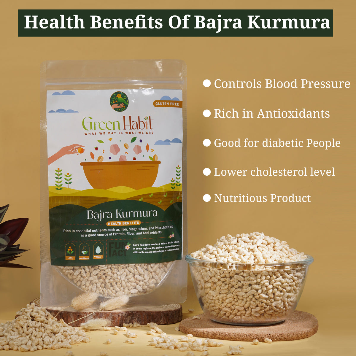Green habit Jowar, Ragi & Bajra 1.2 kg trio Kurmura pack (Bajri Puff 4 ...
