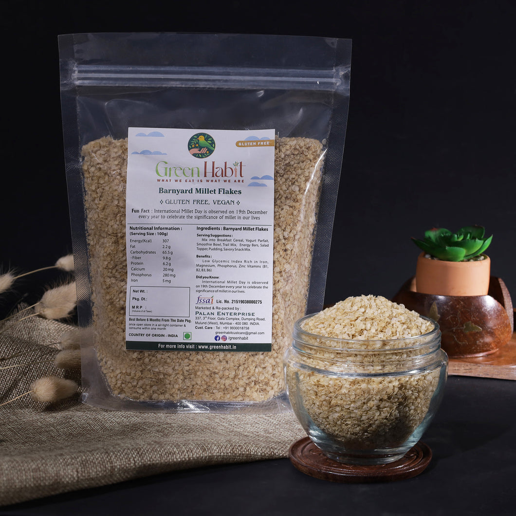 GreenHabit Barnyard Millet Flakes- Nutritious and Gluten-Free Millets Cereals a.k.a sanwa Poha- High Fiber Breakfast - (Barnyard millet flakes)