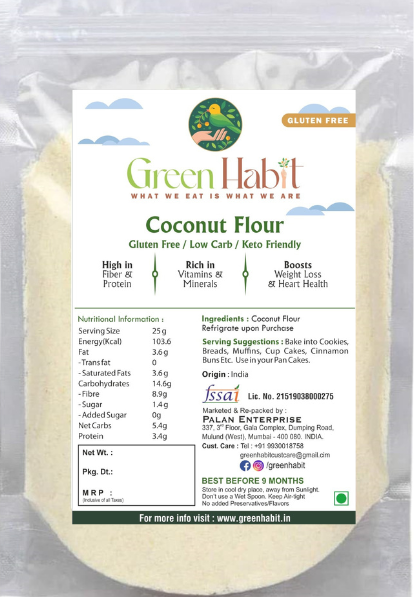 Green Habit Coconut Flour for Keto Diet [Gluten-Free, Fiber-Rich, Paleo Friendly]