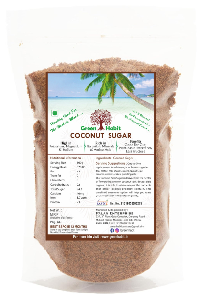 Green Habit Coconut Sugar Natural Sweetener, Sugar Alternative | Vegan |Unrefined | Sugar for Coffee, Tea & Recipes | Non GMO - Green Habit