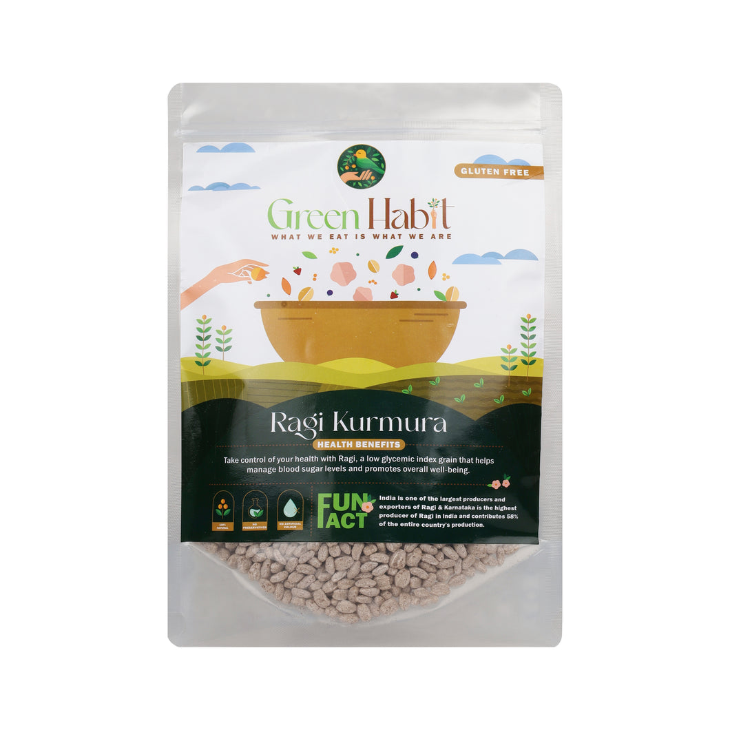Greenhabit Ragi Kurmura Murmura aka Ragi Puff for Healhty Breakfast Snack Food - Green Habit