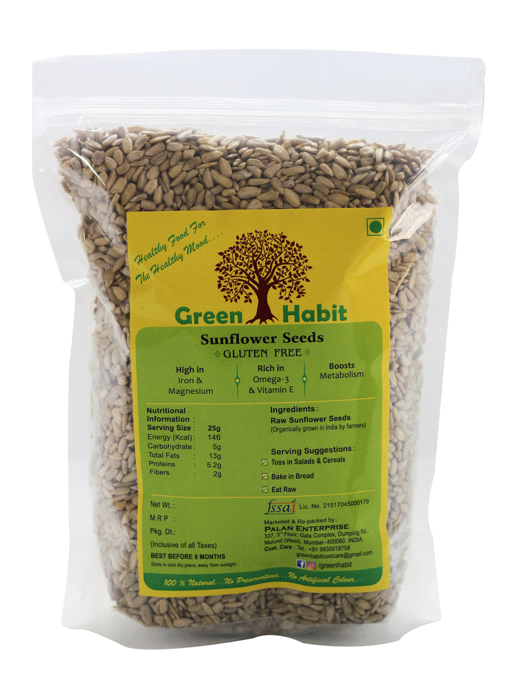 Green Habit Raw Sunflower Seeds Ozonated/Dehydrated - Green Habit