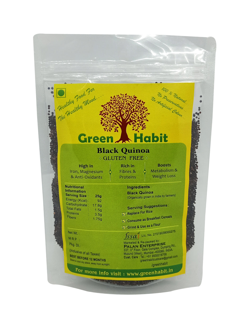 Green Habit Healthy & Nutritious Black Quinoa, Peruvian 1kg - Green Habit