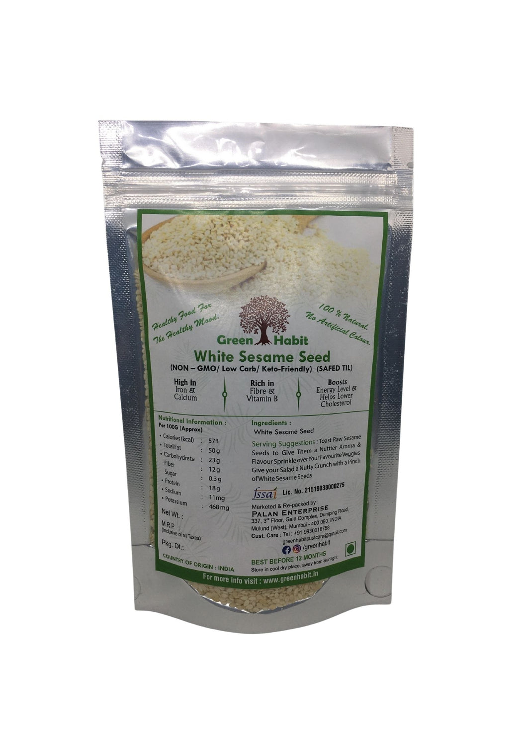 Green Habit Sesame Seeds — Natural, Whole, White, Non-GMO, Raw, Kosher, Bulk, Rich in Calcium, Iron, and Fiber, Great for Baking - Green Habit